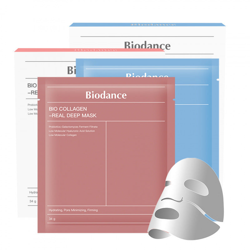Biodance Bio Collagen Real Deep Mask packaging with a mask sheet displayed on a white background